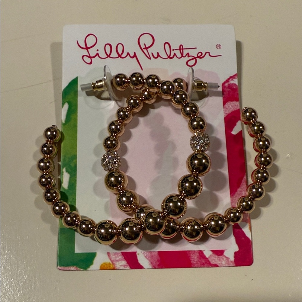 Lilly Pulitzer Gold Beaded Hoop Earrings